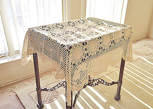 Crochet Square Tablecloth. 36" x 36" Square. Ecru color